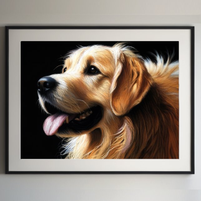 Affiche Dessin dur Pastel Golden Retriever (Créateur téléchargé)