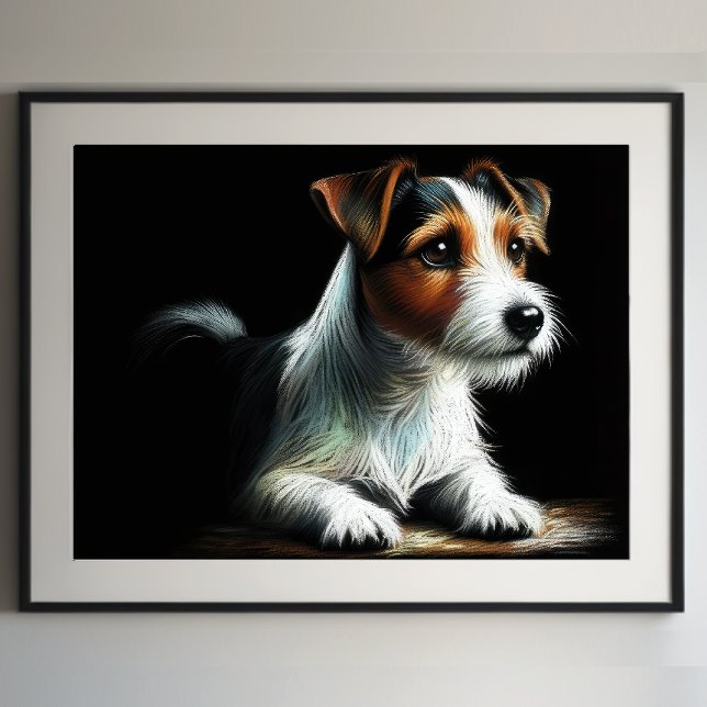 Affiche Dessin dur Pastel Jack Russell Terrier (Créateur téléchargé)
