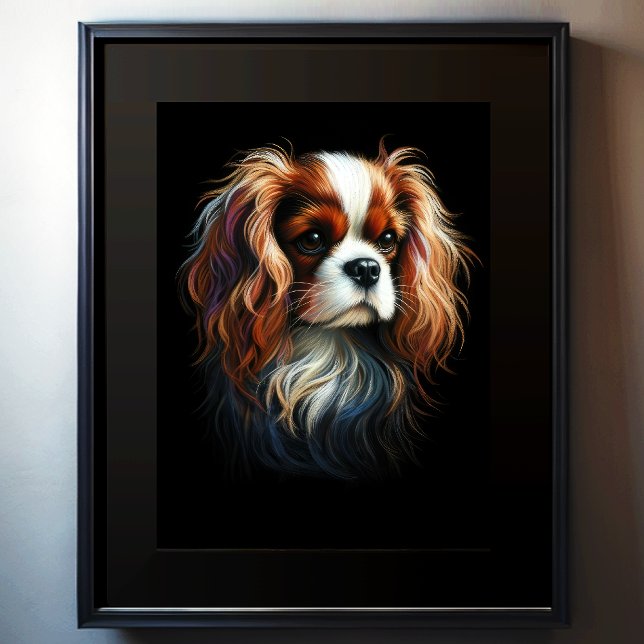 Affiche Dessin dur Pastel King Charles Cavalier Spaniel (Créateur téléchargé)