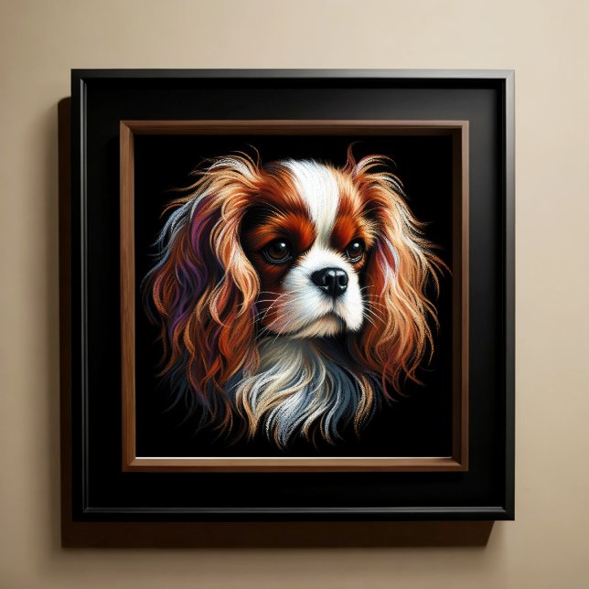 Affiche Dessin dur Pastel King Charles Cavalier Spaniel (Créateur téléchargé)