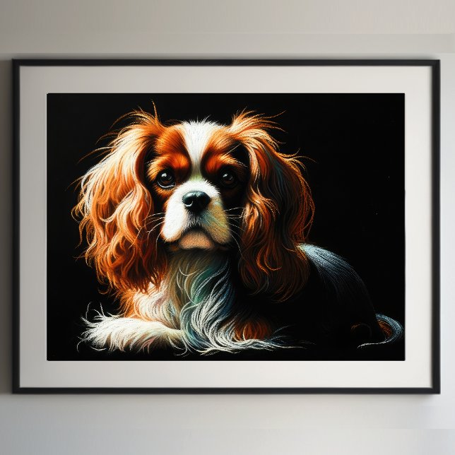 Affiche Dessin dur Pastel King Charles Cavalier Spaniel (Créateur téléchargé)