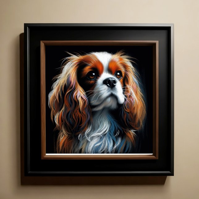 Affiche Dessin dur Pastel King Charles Cavalier Spaniel (Créateur téléchargé)