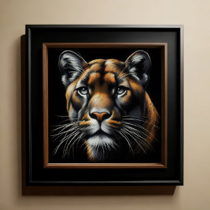 Affiche Dessin dur Pastel Lion de montagne