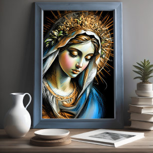 Affiche Dessin dur Pastel Mère Marie