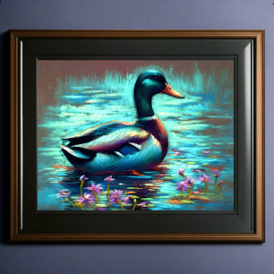 Affiche Dessin dur Pastel Peinture d'un canard de Majard