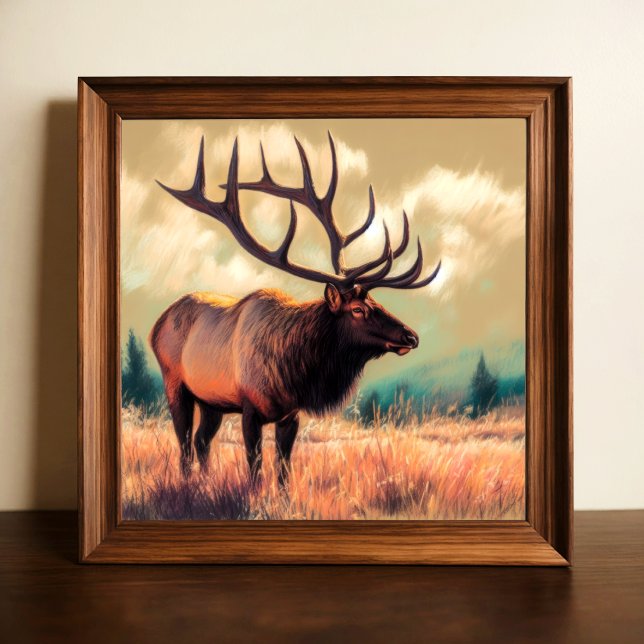 Affiche Dessin dur Pastel Peinture d'un Elk (Créateur téléchargé)