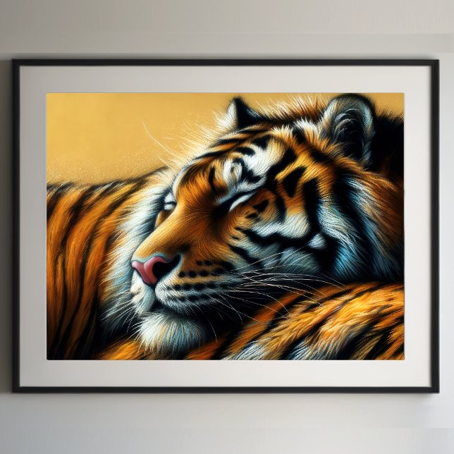 Affiche Dessin dur Pastel Sleeping Tiger (Créateur téléchargé)