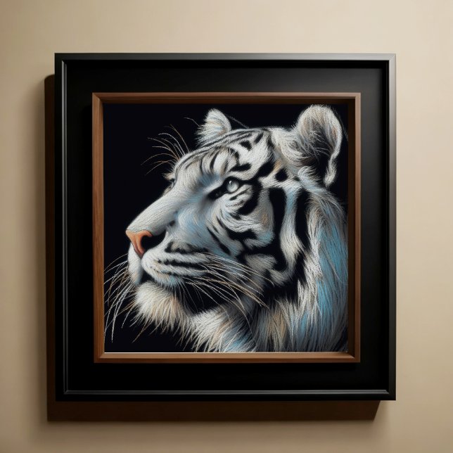 Affiche Dessin dur Pastel Tigre blanc (Créateur téléchargé)