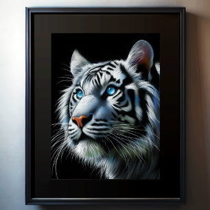 Affiche Dessin dur Pastel Tigre blanc