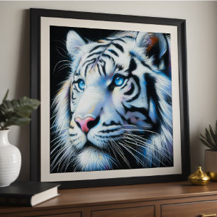 Affiche Dessin dur Pastel Tigre blanc