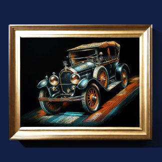 Affiche Dessin dur Pastel voiture antique