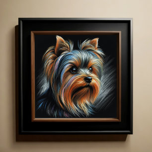 Affiche Dessin dur Pastel Yorkshire Terrier Yorkie