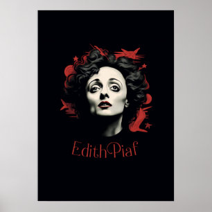 Affiche Dessin Edith Piaf - portrait - vector
