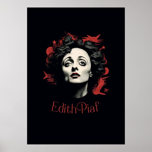 Affiche Dessin Edith Piaf - portrait - vector (Devant)