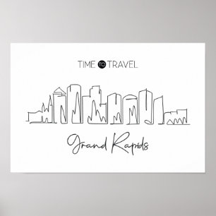 Affiche Dessin En Ligne Continue De Grand Rapids Skyline