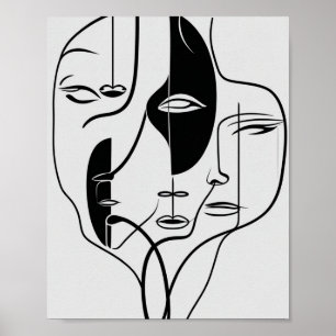 Affiche Dessin facial minimaliste de ligne