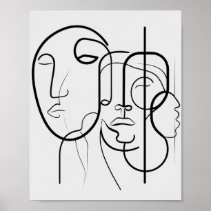 Affiche Dessin facial minimaliste de ligne