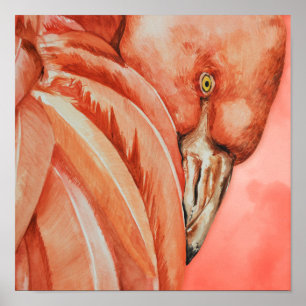 Affiche Dessin Flamant rose mignon