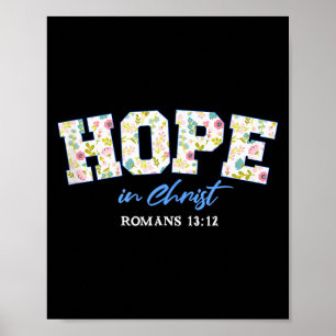 Affiche Dessin floral avec verset biblique Hope In Christ