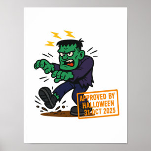 Affiche Dessin Frankenstein - Approuvé par Halloween