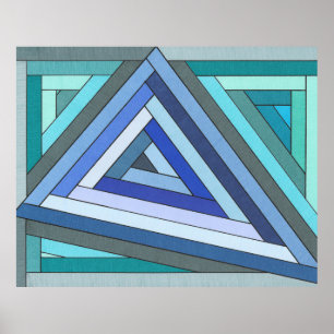 Affiche Dessin géométrique de triangle bleu peint à la mai