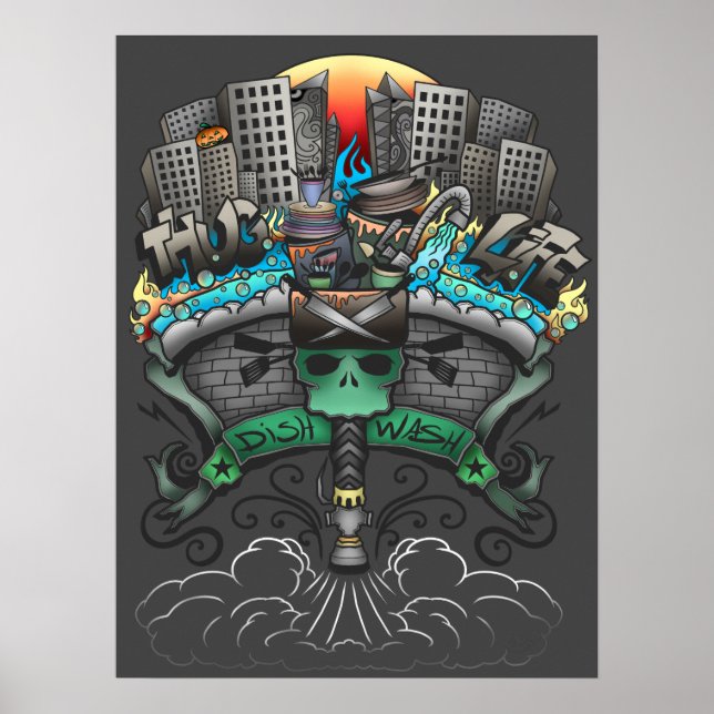 Affiche Dessin Graffiti pour lave-vaisselle (Devant)