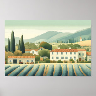 Affiche Dessin Graphique Des Maisons De Village