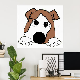 Affiche dessin humoristique bulldog rouge et blanc