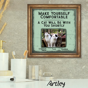 Affiche Dessin humoristique de chat pour la salle de bain 