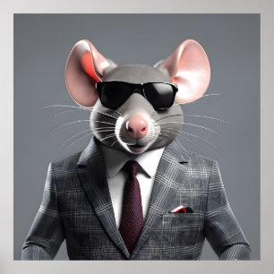 Affiche dessin humoristique de souris