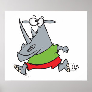 Affiche dessin humoristique jogger rhino