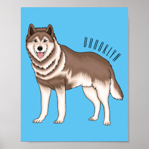 Affiche dessin humoristique sibérien husky