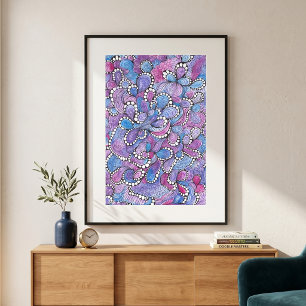 Affiche Dessin hypnotique de tourbillons organiques violet