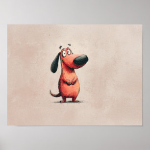 Affiche Dessin illustratif d'un chien de dessin animé mign