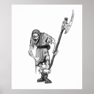 Affiche Dessin médiéval de monstre d'Imaginaire mort