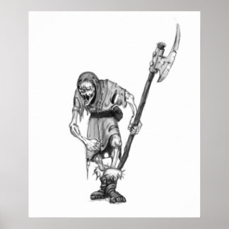 Affiche Dessin médiéval de monstre d'Imaginaire mort