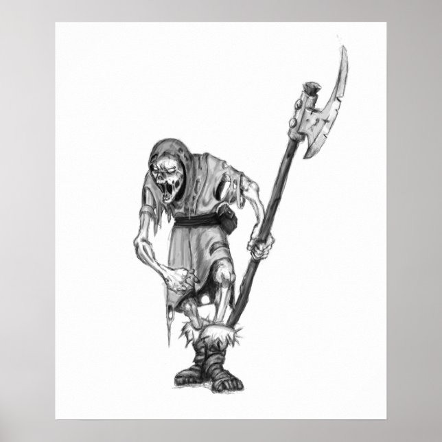 Affiche Dessin médiéval de monstre d'Imaginaire mort (Devant)