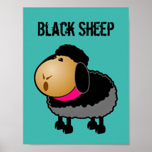 Affiche Dessin mignon en mouton noir