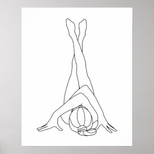 Affiche Dessin minimaliste à pois de yoga d'une ligne