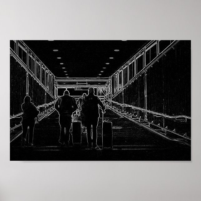 Affiche Dessin minimaliste - Aéroport Voyage (Devant)