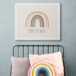 Affiche Dessin minimaliste Boho arc-en-ciel personnalisé<br><div class="desc">Cet élégant poster d'art mural présente un arc-en-ciel boho minimaliste en moutarde,  rose et turquoise. Personnalisez-le avec votre nom. Super idée cadeau.</div>