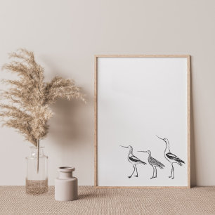 Affiche Dessin minimaliste d'art ornithologique en noir et