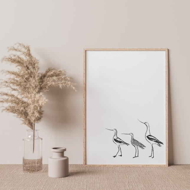 Affiche Dessin minimaliste d'art ornithologique en noir et (Créateur téléchargé)