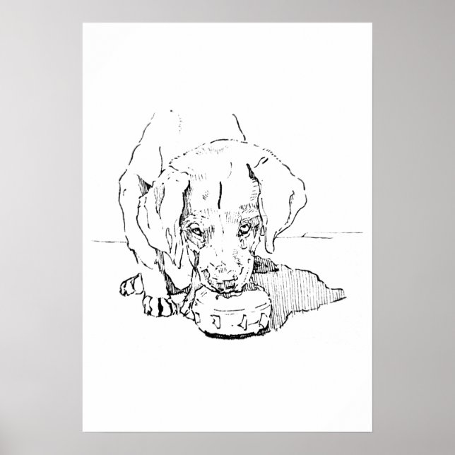 Affiche Dessin minimaliste de chiot Labrador (Devant)
