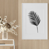Dessin minimaliste de fougères botaniques noires e
