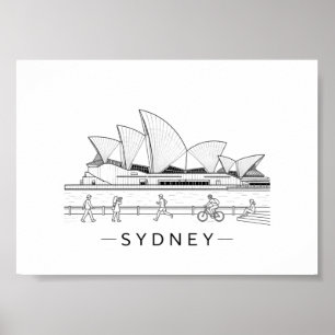 Affiche Dessin minimaliste de la Maison de l'Opéra de Sydn