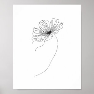 Affiche Dessin minimaliste en ligne de fleurs