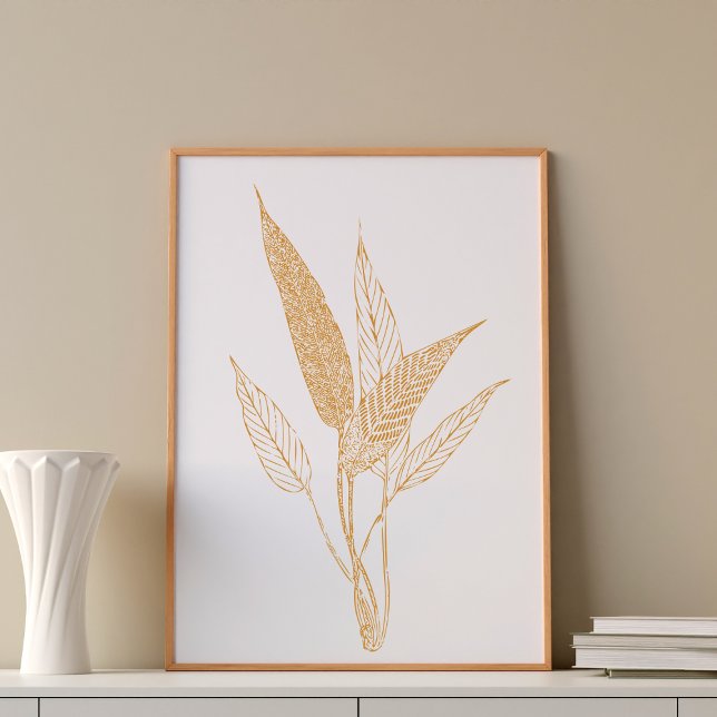 Affiche Dessin minimaliste moderne de Feuilles botaniques (Créateur téléchargé)