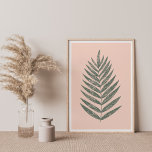 Affiche Dessin minimaliste moderne de foune en bleu et ver<br><div class="desc">Bienvenue à la saison d'automne avec cette belle illustration minimaliste moderne de fougères en rose vif et vert forêt.</div>
