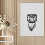 Affiche Dessin minimaliste noir et blanc<br><div class="desc">Cette illustration botanique minimaliste moderne présente un simple dessin vintage en tulipe en noir et blanc.</div>